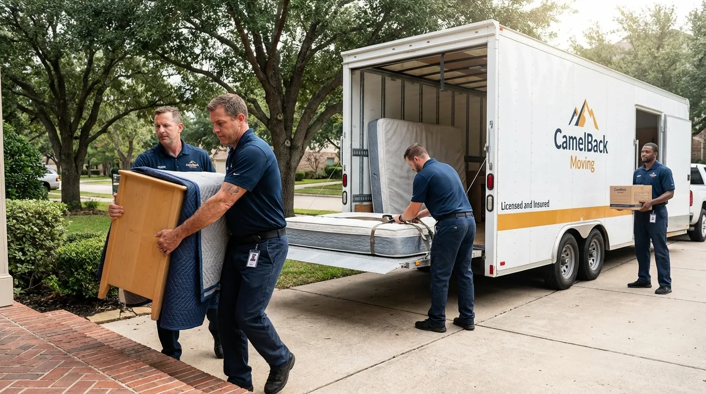 Crew loading residential truck for cross-state move from Virginia, IL