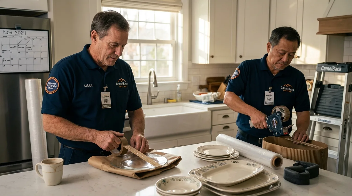 Professional crew packing kitchen dishware in Virginia, IL